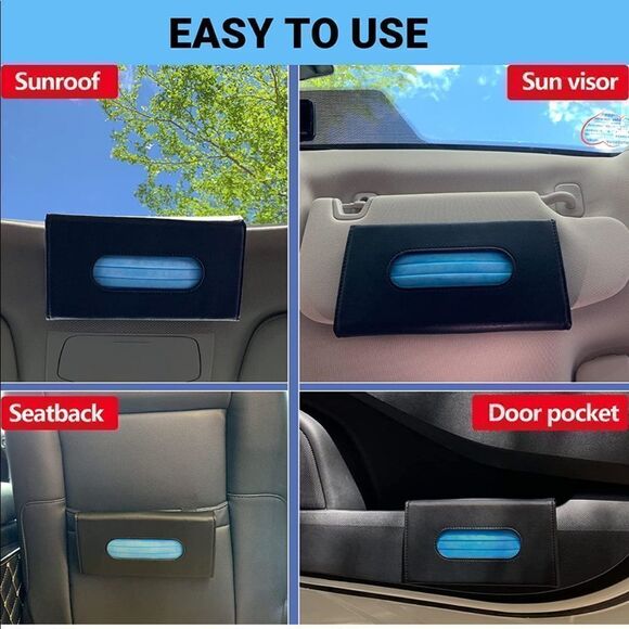 Car visor tissue, mask holder Black set of 2 NWT - Picture 7 of 9